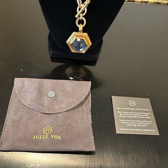 NWT Authentic Rare Luxury Julie Vos Iridescent Charcoal Blue Statement Necklace - Picture 7 of 17